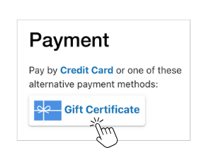 Checkout screenshot showing where to apply a gift certificate on the payment page.