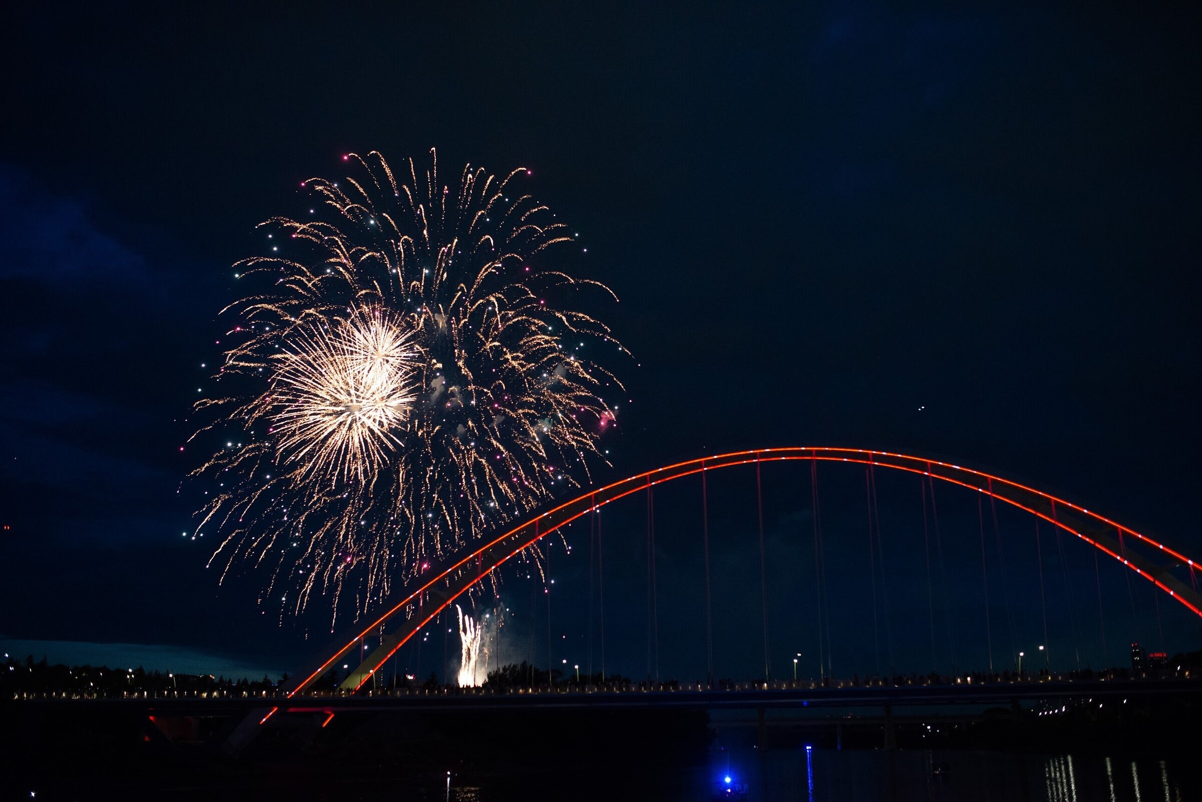 Canada Day fireworks over the Edmonton river valley